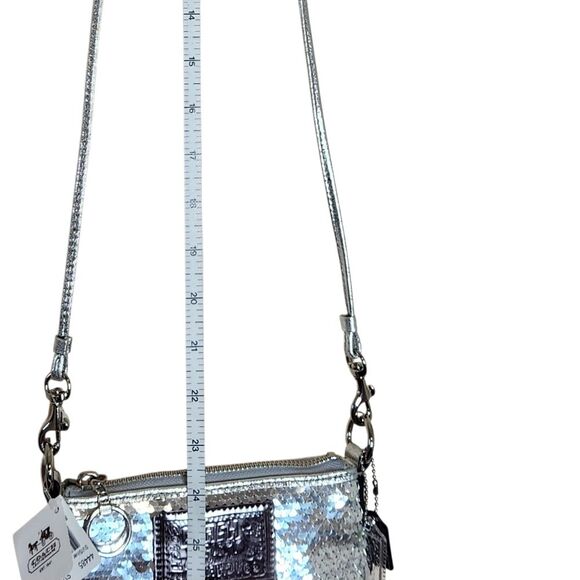 Coach Poppy Pop Disco Crossbody Bag Silver Sequins NWT - Picture 14 of 15